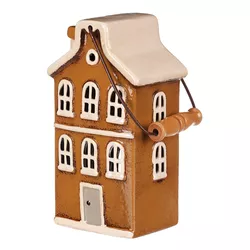 Świecznik z uchwytem brązowy, ceramiczny, 13 x 10x 37 cm