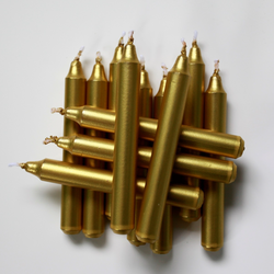 Komplet świeczek metalicznych do tradycyjnego stroika anielskiego Choinka, 12 szt., złoty