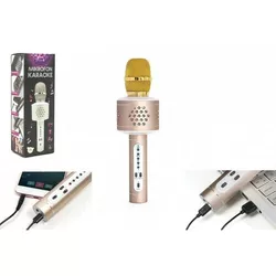 Teddies Mikrofon karaoke Bluetooth, złoty, nabaterie, z kablem USB